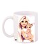 Cartoon Girl And Baby Printed Coffee Mug White/Beige/Blue 11ounce