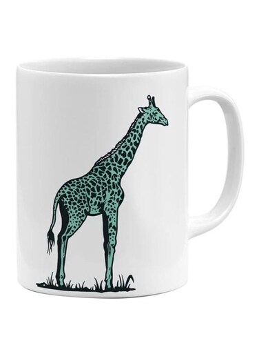 Giraffe Silhouette Printed Mug White/Green/Black