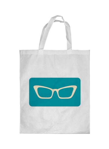Glasses Printed Shopping Bag White
