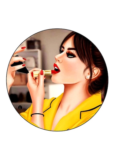 Woman Printed Fridge Magnet Round Multicolour