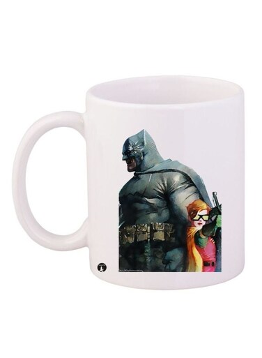 Batman And Robin Printed Coffee Mug White/Black/Brown 11ounce
