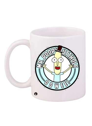 Cartoon Printed Coffee Mug White/Blue/Yellow 11ounce