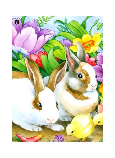 Rabbit Themed Metallic Plate White/Yellow/Purple 20x15cm