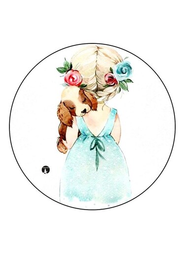 Cartoon Printed Fridge Magnet White/Beige/Blue 5.5cm