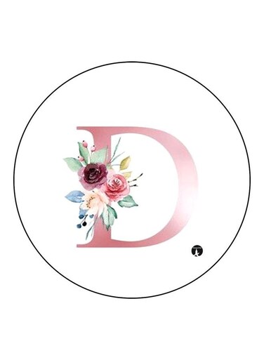 Alphabet D Floral Printed Fridge Magnet White/Pink/Green 5.5cm