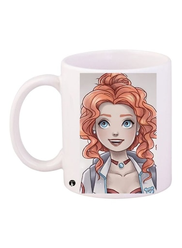 Girl Printed Coffee Mug White/Brown/Grey