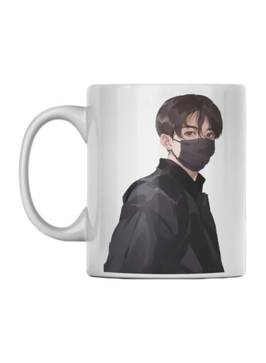 BTS Anime Printed Mug White/Black 350ml