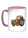 Agricultural Car Printed Coffee Mug Pink/White/Yellow 11ounce