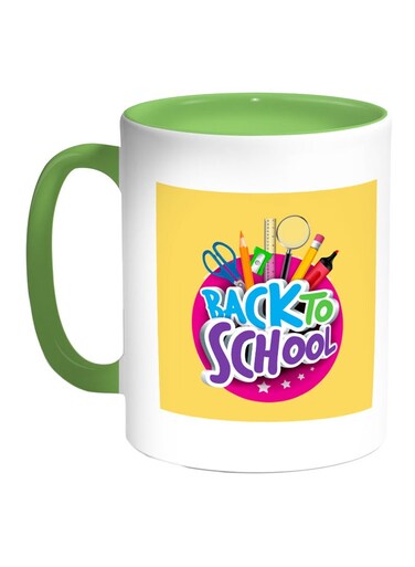 Back To School Printed Coffee Mug Green/White/Yellow