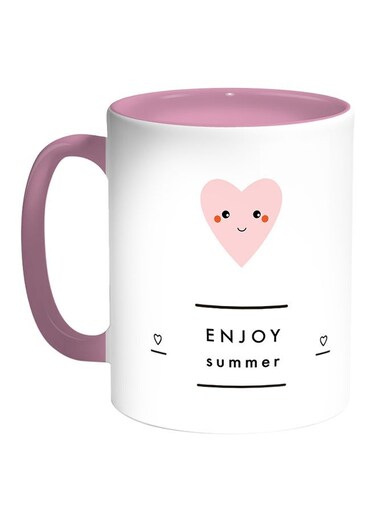 Enjoy Summer Printed Coffee Mug White/Pink 11ounce