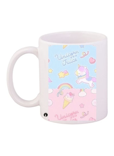 Unicorn Printed Coffee Mug White/Blue/Pink 11ounce