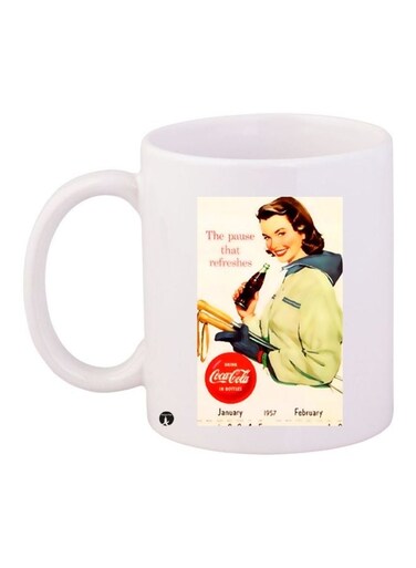 Coca-Cola Printed Coffee Mug White/Red/Green 11ounce
