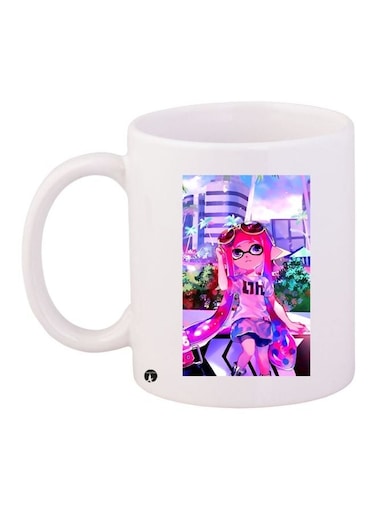 Cartoon Printed Coffee Mug White/Pink/Purple 11ounce