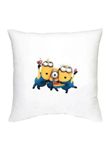 Minion Character Printed Cushion White/Yellow/Blue 16x16inch