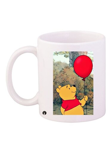 Cartoon Printed Ceramic Coffee Mug White/Yellow/Red 11ounce
