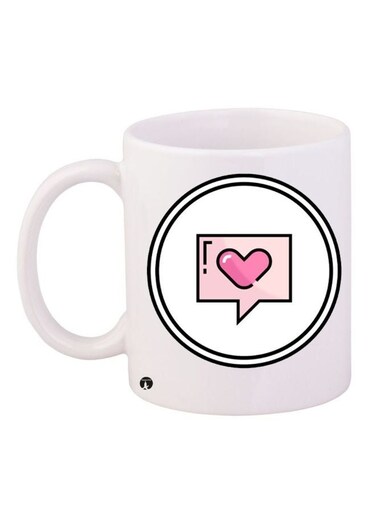 Heart Printed Coffee Mug White/Black/Pink 11ounce