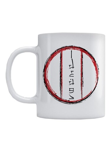 Japanese Art Printed Ceramic Mug White/Red/Black