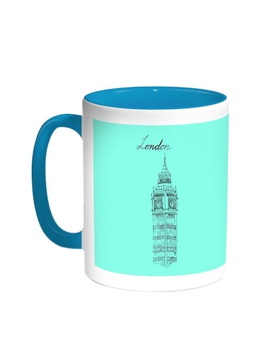Landmarks - Big Ben Clock Printed Coffee Mug Turquoise/White 11ounce