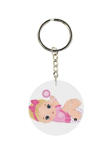 Baby Girl Printed Double Sided Keychain
