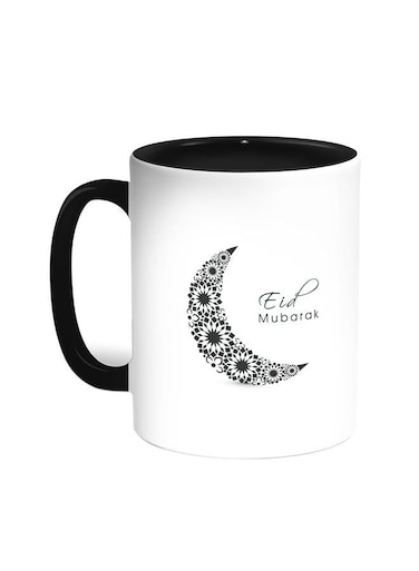 Eid Mubarak Printed Coffee Mug Black White 11 ounce
