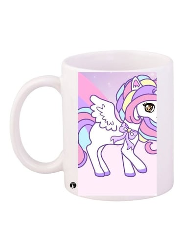 Unicorn Printed Coffee Mug White/Violet/Pink 11ounce
