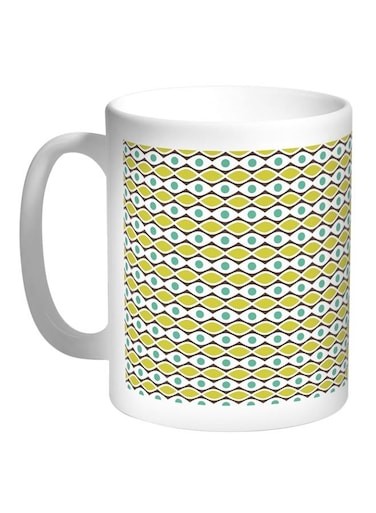 Printed Coffee Mug White/Green/Black 11ounce
