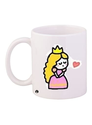 Queen Printed Coffee Mug White/Pink/Yellow