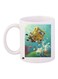 Cartoon Printed Coffee Mug White/Green/Yellow 11ounce