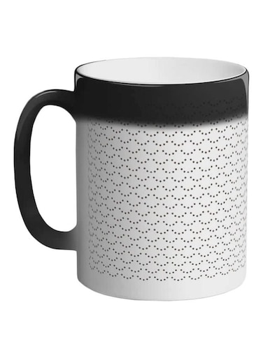 Decorative Dot Printed Colour Changing Coffee Mug Black 11ounce