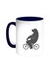 Bear Driving A Bicycle Printed Coffee Mug Blue/White 11ounce