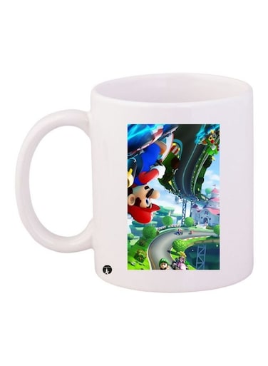 Cartoon Printed Coffee Mug White/Green/Red 11ounce