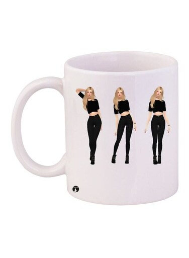 Anime Printed Coffee Mug White/Black/Beige 11ounce