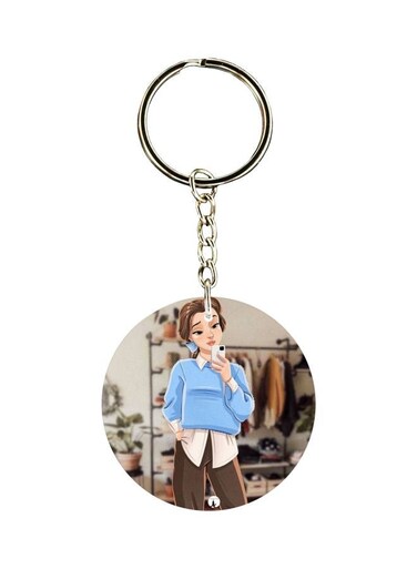 Cartoon Girl Printed Keychain