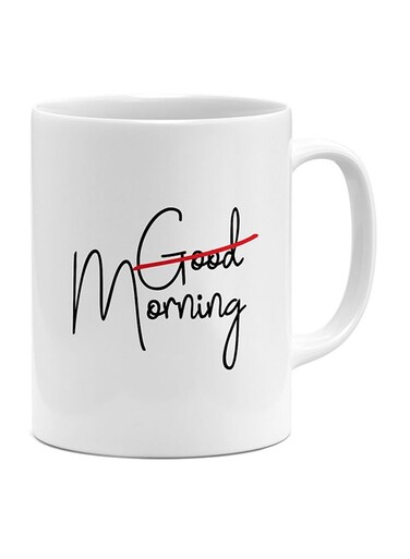 Good Morning Printed Mug White/Black