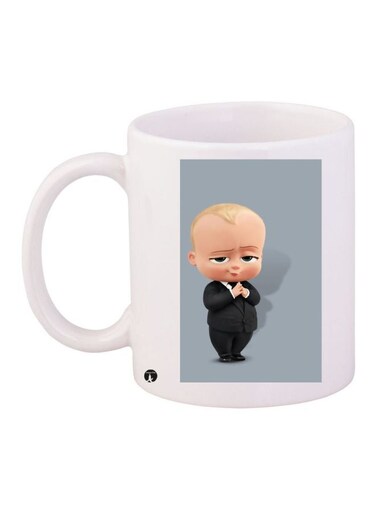 Boss Baby Printed Coffee Mug White/Grey/Beige 11ounce