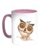 Owl Printed Coffee Mug White Pink