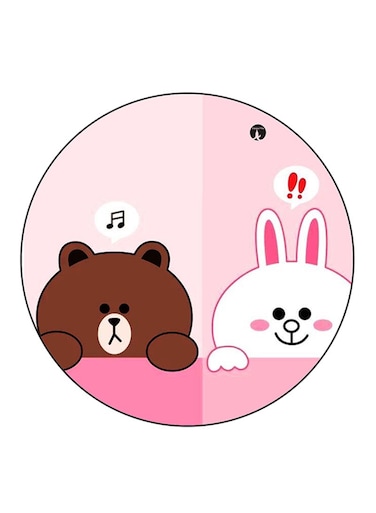 Bear And Rabbit Printed Fridge Magnet Round Multicolour