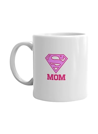 Super Mom Printed Mug White/Pink