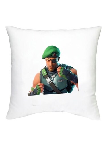 Fortnite Character Printed Decorative Cushion White/Green/Beige 16x16inch