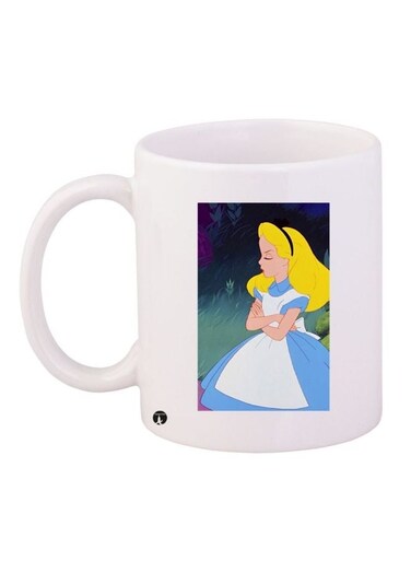 Cartoon Printed Coffee Mug White/Blue/Yellow 11ounce