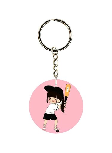 Cartoon Girl Printed Keychain