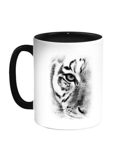 Tiger Face Printed Coffee Mug Black/White