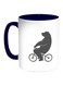 Bear Driving A Bicycle Printed Coffee Mug White/Blue/Grey