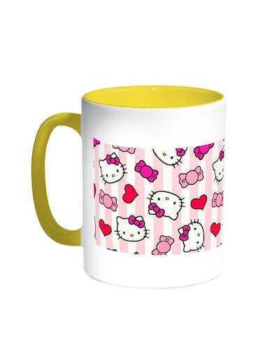 Hello Kitty Printed Coffee Mug Yellow/White 11ounce