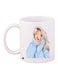 Girl Selfie Printed Ceramic Coffee Mug White/Blue/Beige 11ounce