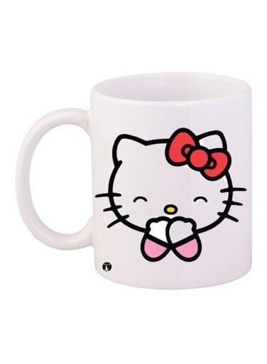 Kitty Printed Coffee Mug White/Black/Red 11ounce