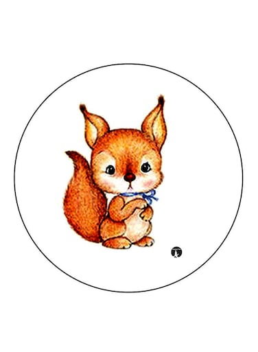 Squirrel Printed Fridge Magnet Round Multicolour