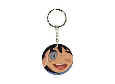 Double Sided Adnan And Lina Printed Keychain Beige/Black/Silver