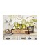 Floral Themed Metallic Plate Green/Beige/White 20x15cm