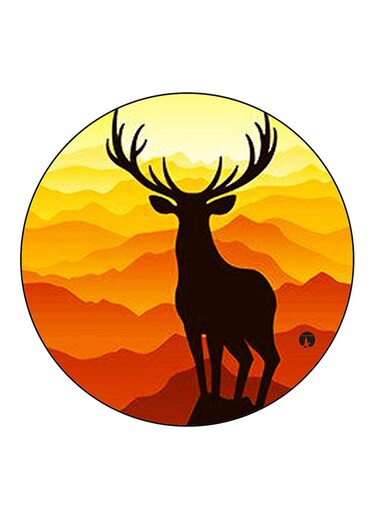 Deer Printed Fridge Magnet Round Multicolour